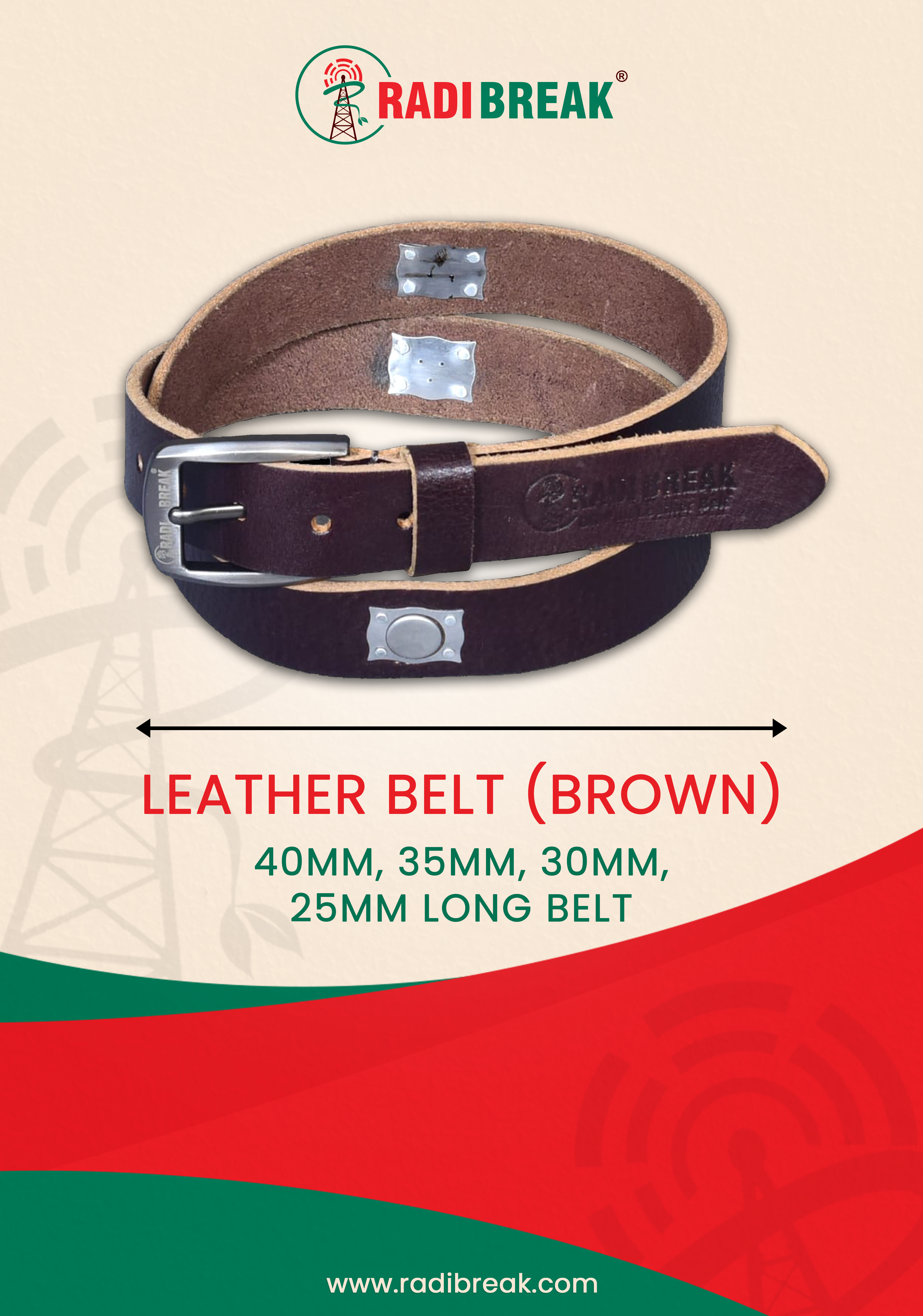 BROWN LEATHER BELT 30mm TO 25mm